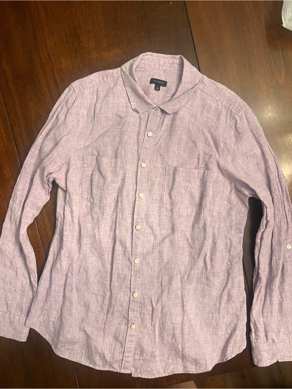100% Linen Purple Button Up Shirt